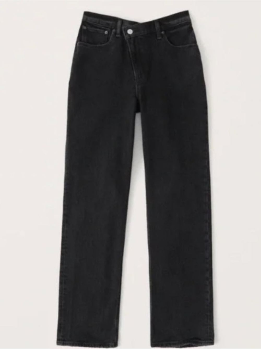 Abercrombie Ultra High Rise 90s Straight Jean Black Criss Cross Waist Size 28